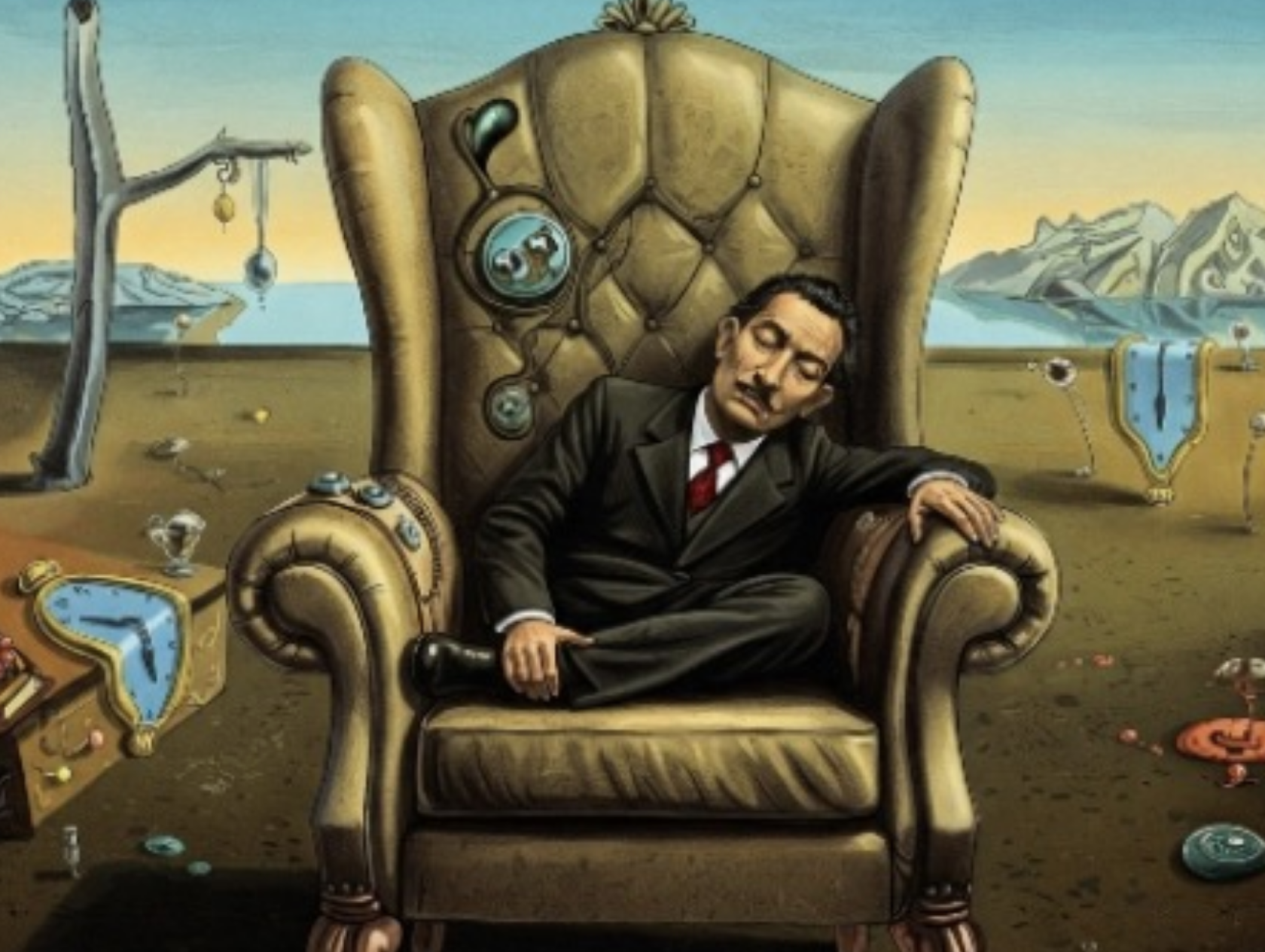 Salvador Dali sleeping in a chair, holding a key above a plate - the origin of The Key and The Plate framework